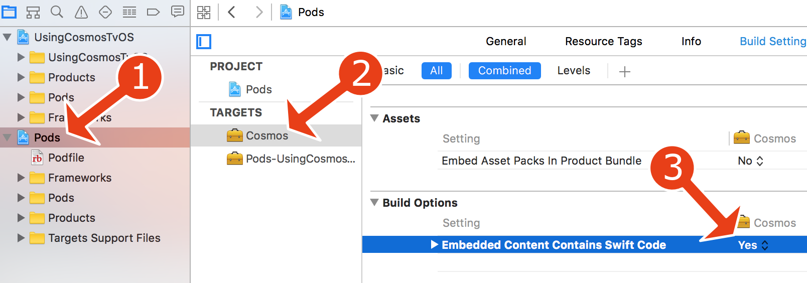 tvOS embedded content contains swift