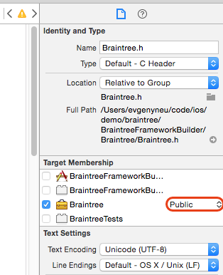 Change header to public in Xcode