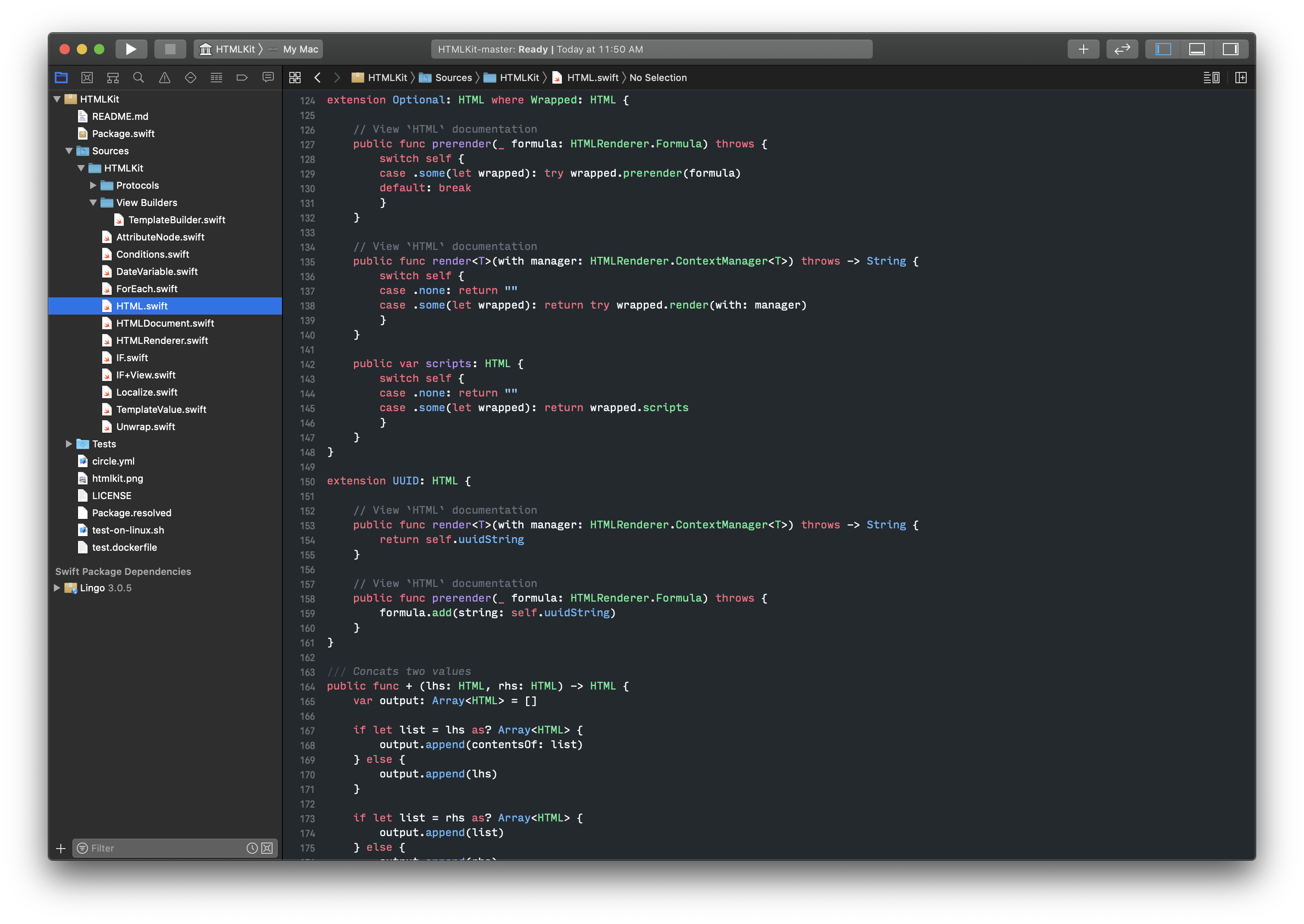 GitHub (Dark) Xcode screenshot