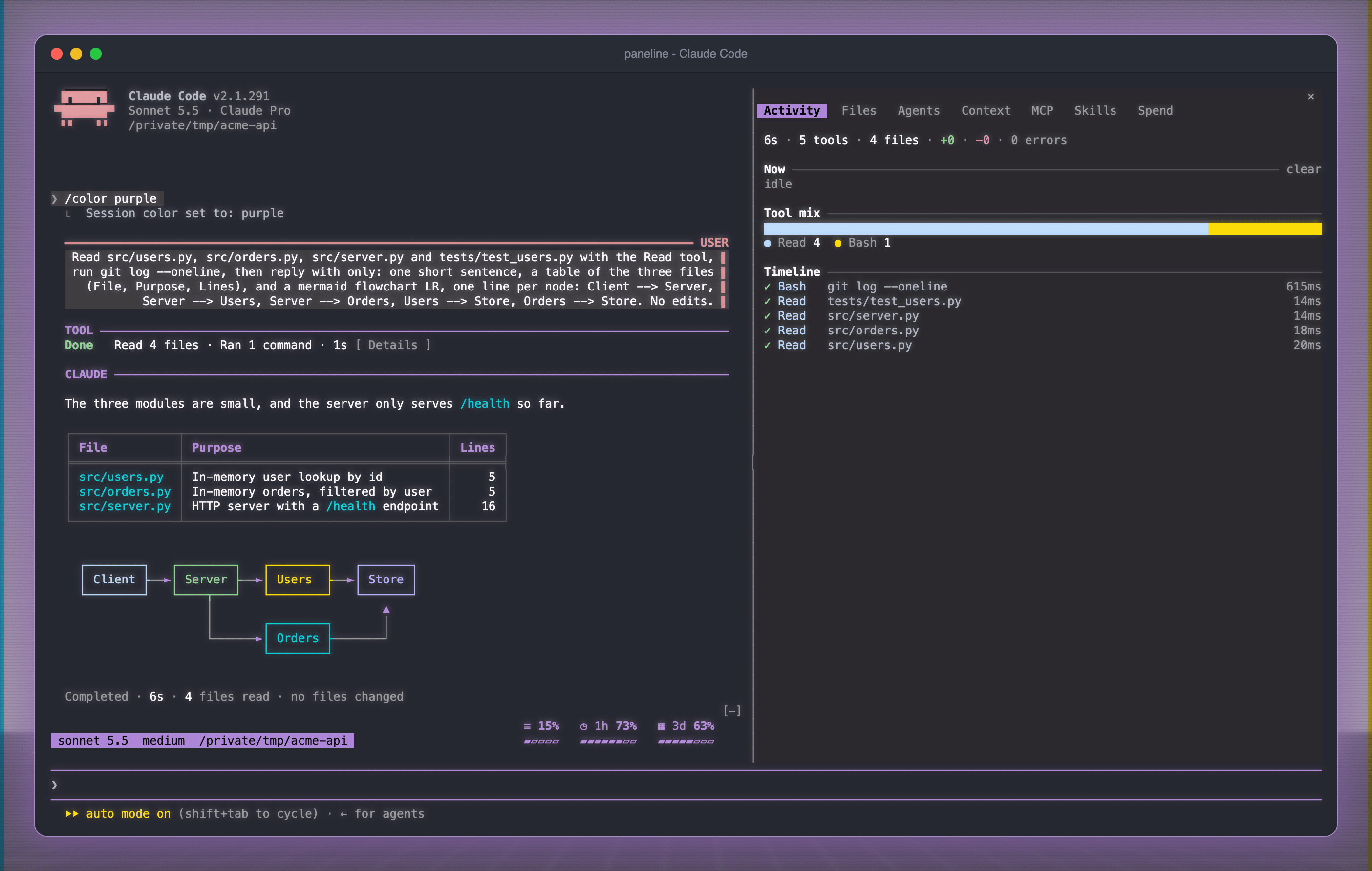 paneline in a Claude Code session