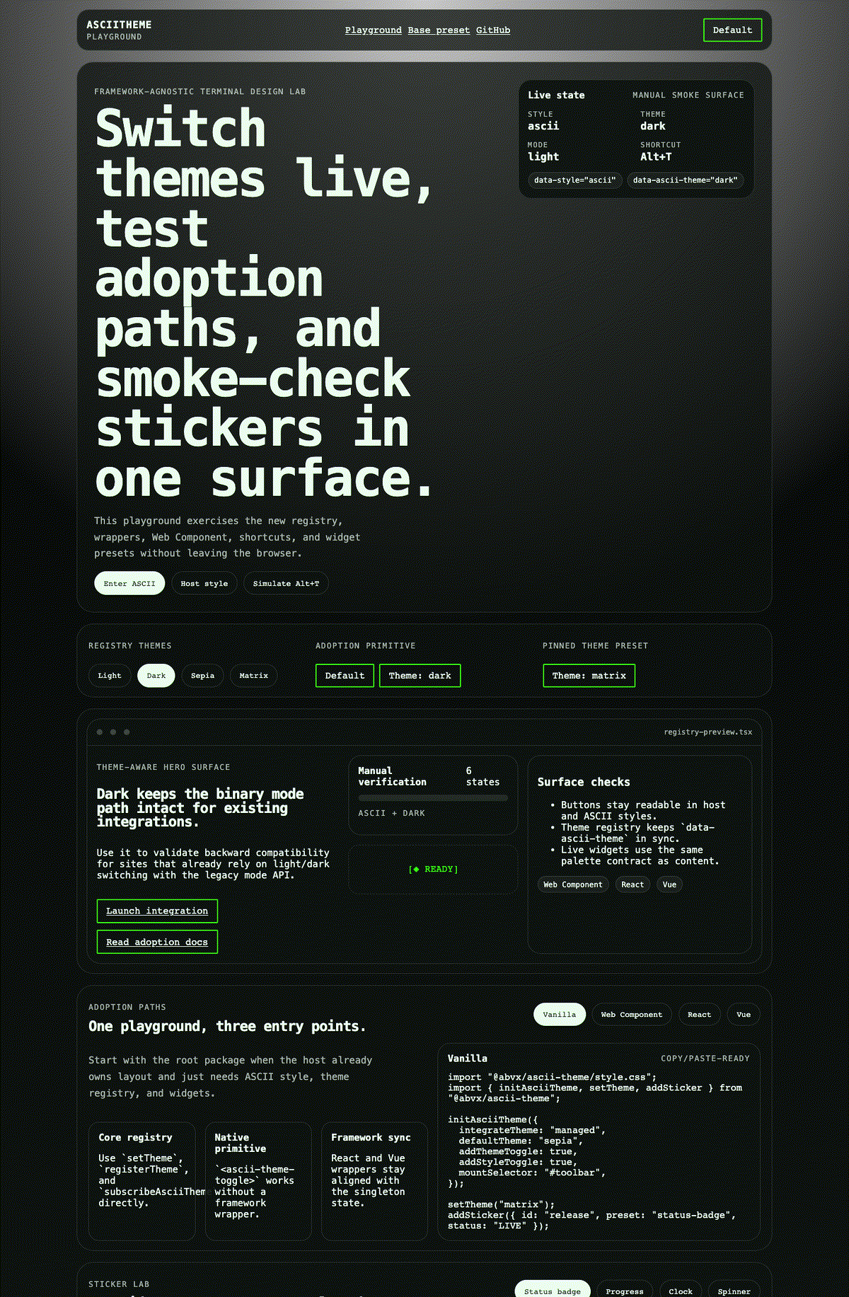 AsciiTheme playground