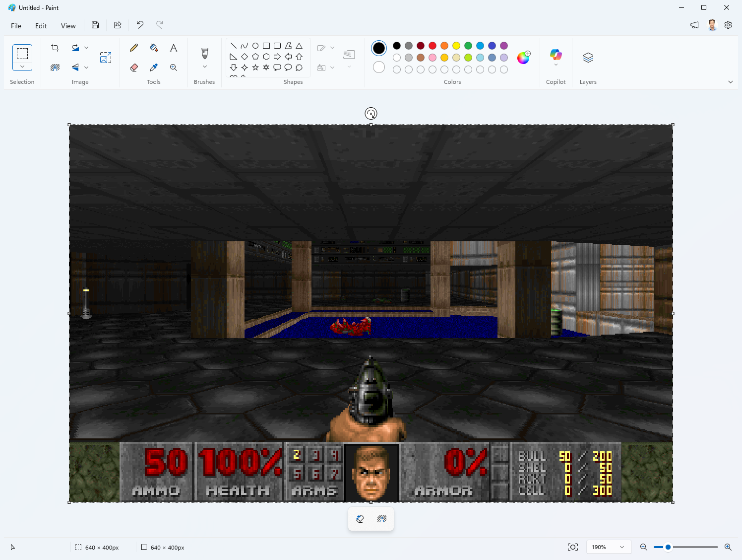 Doom running in MS Paint