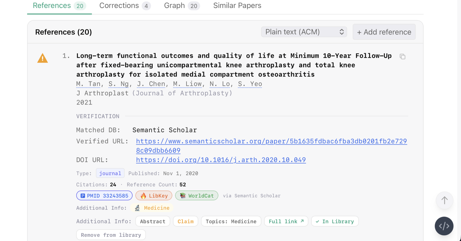 RefChecker — reference verification detail