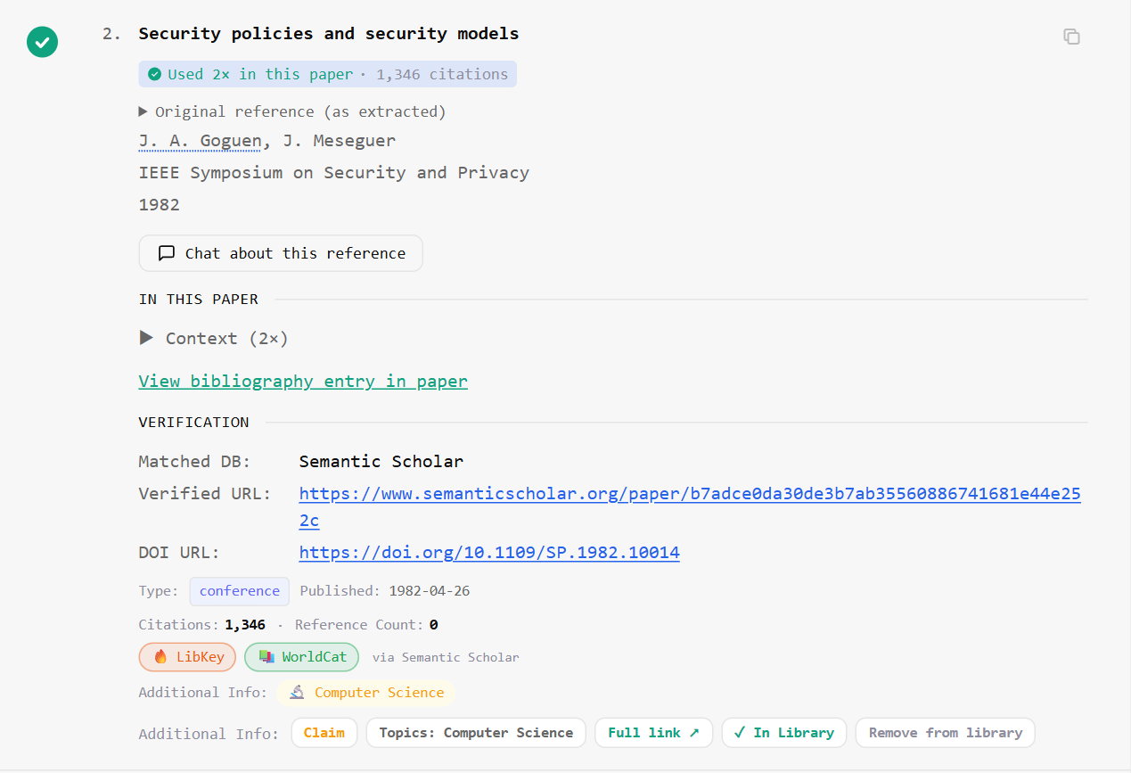 RefChecker — reference verification detail