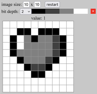 screenshot showing pixel art heart
