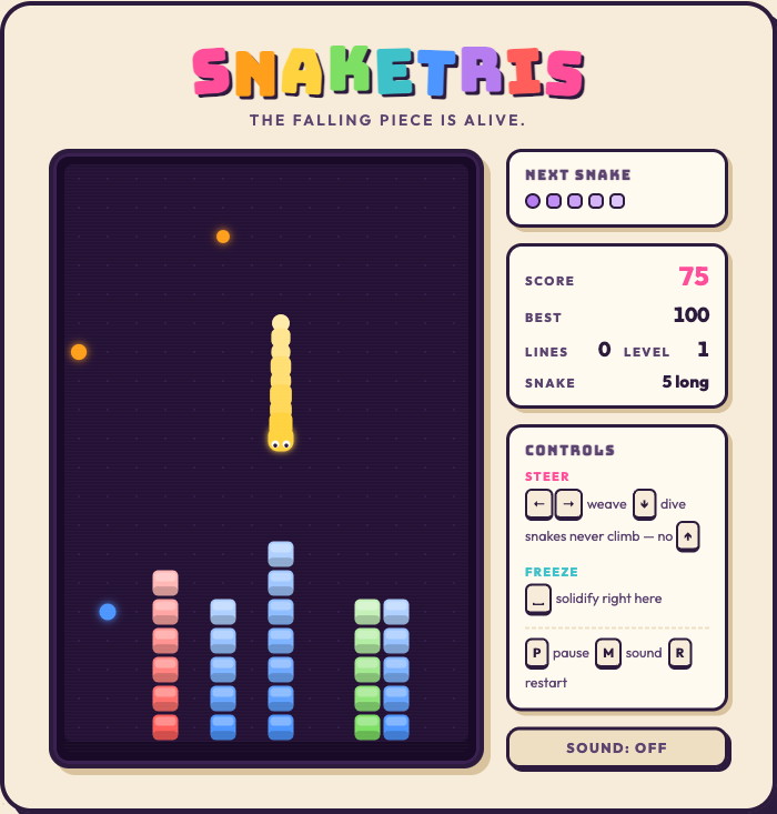 Snaketris screenshot