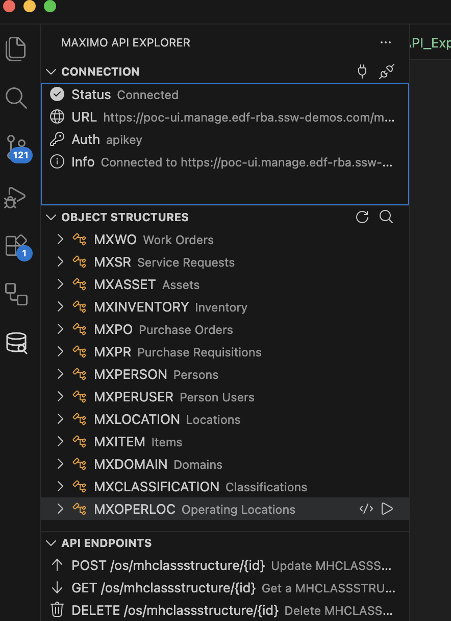 Maximo API Explorer β Sidebar