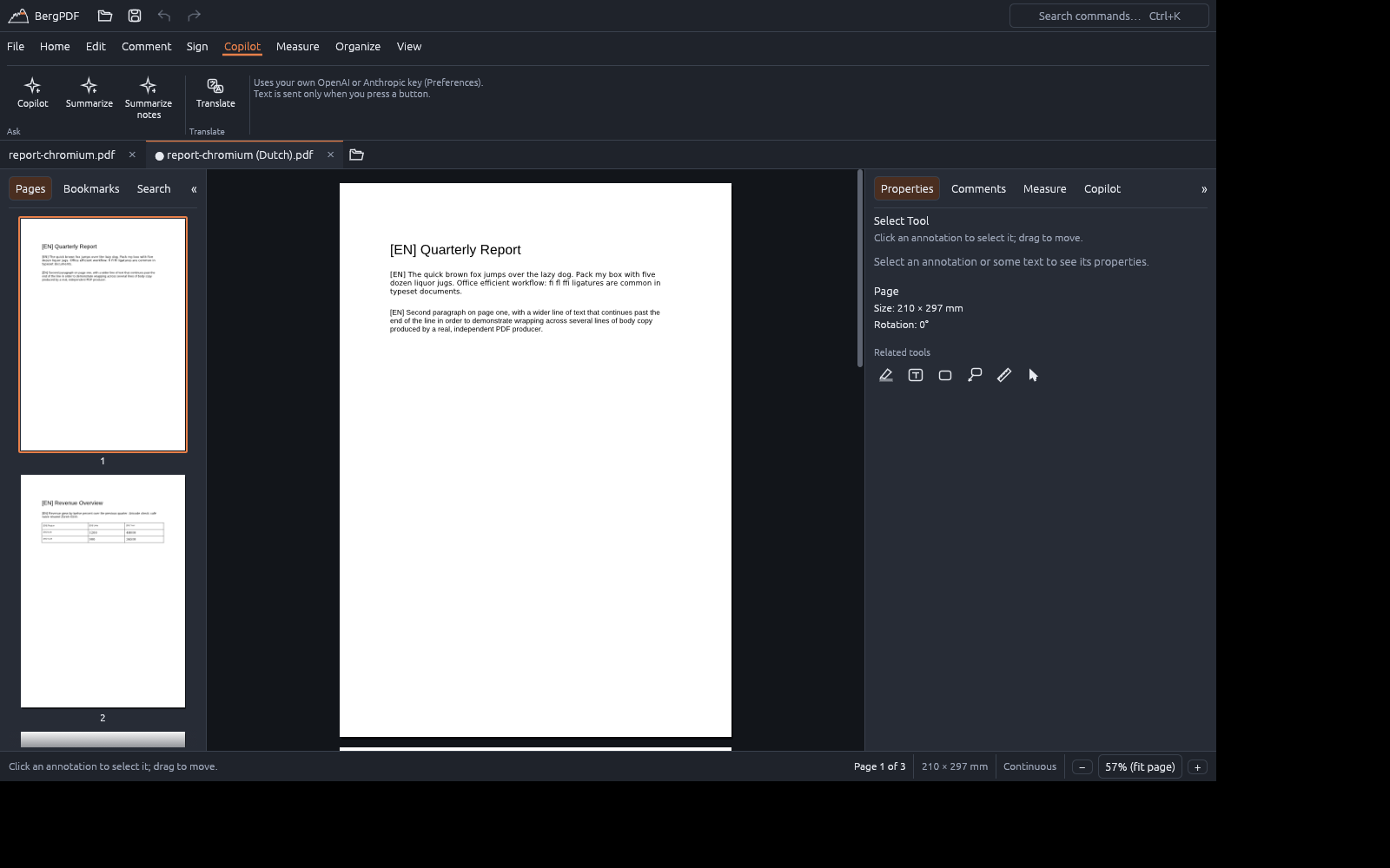 A document translated in place, opened as a copy
