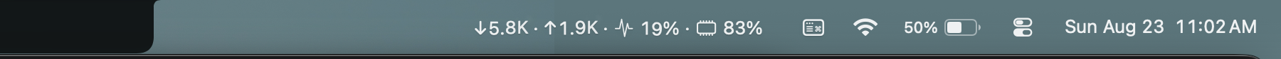 PulseBar statistics displayed in the macOS menu bar
