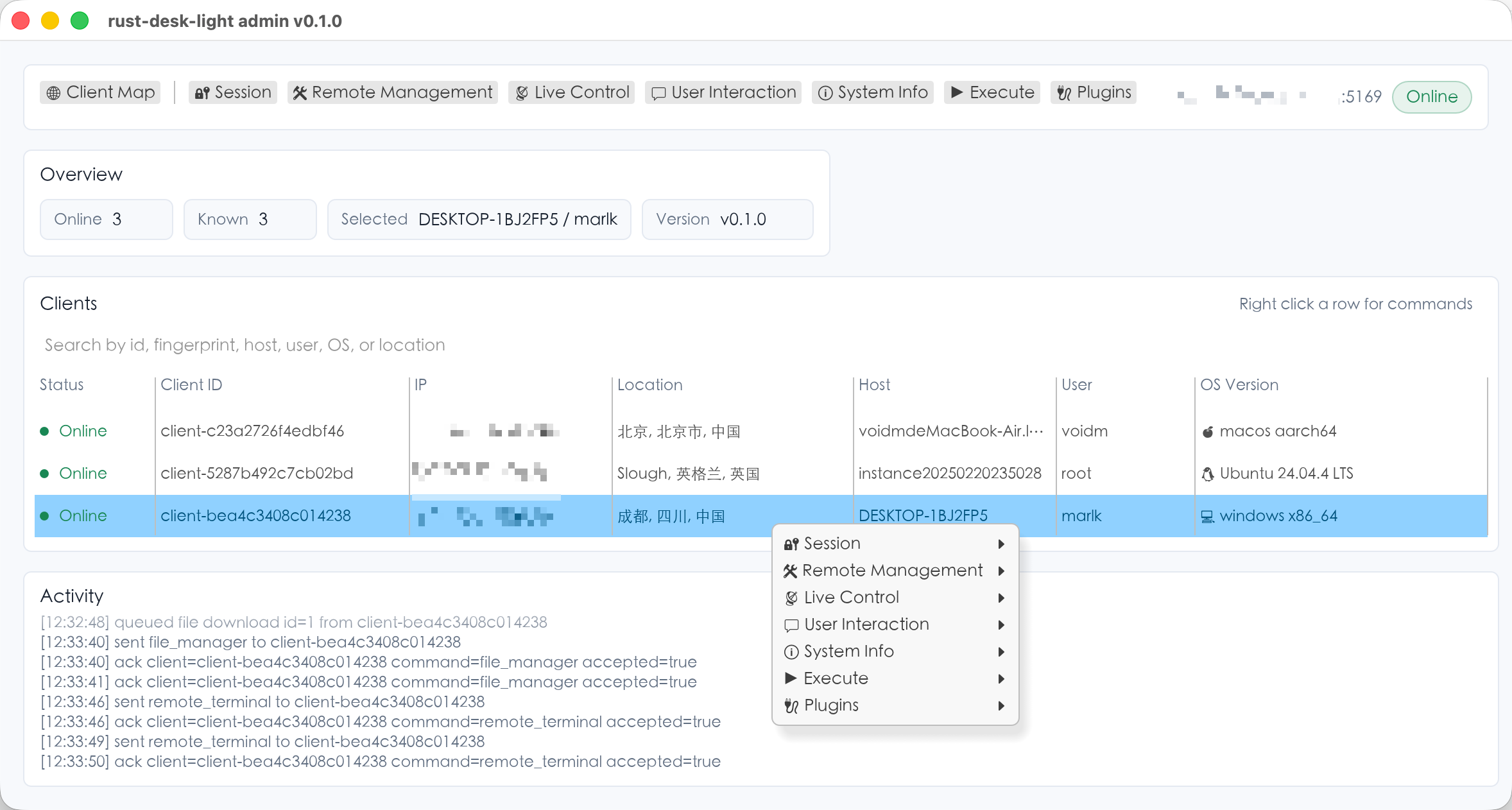 Admin overview