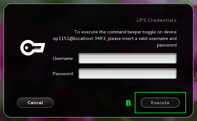 Credentials dialog