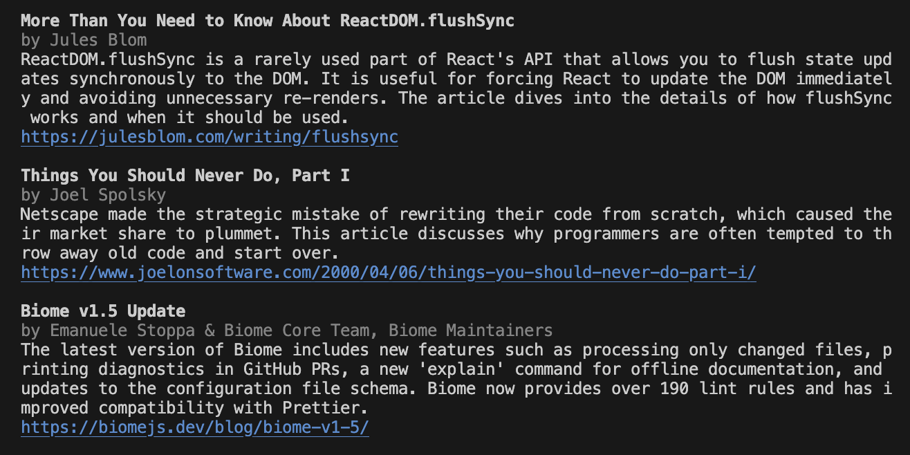 Example output