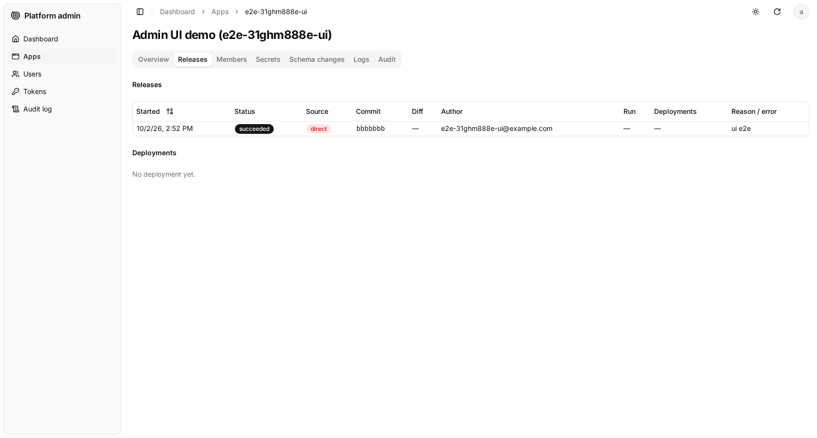 Admin app releases