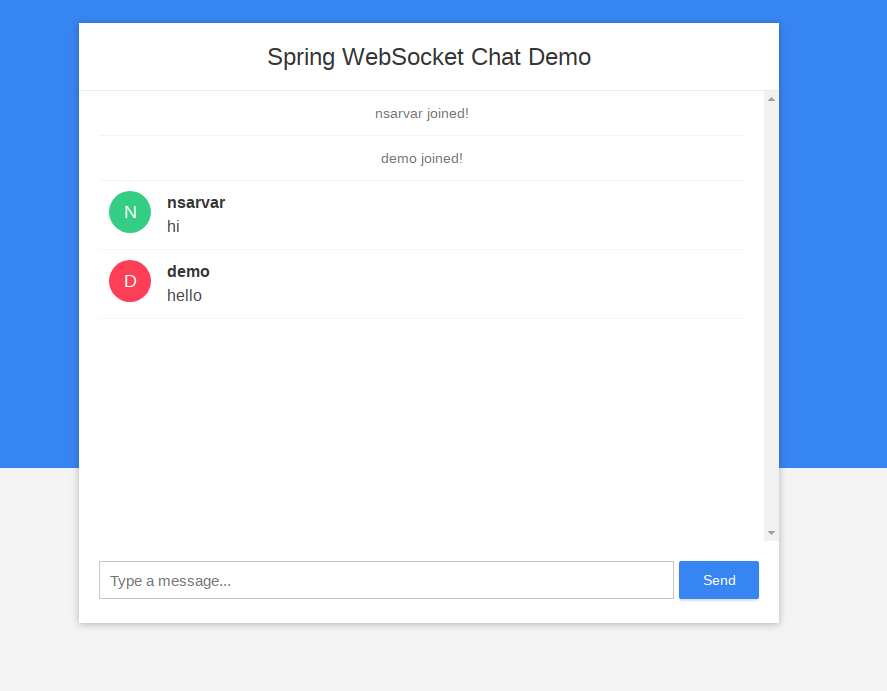 Application chat spring websocket boot Build a