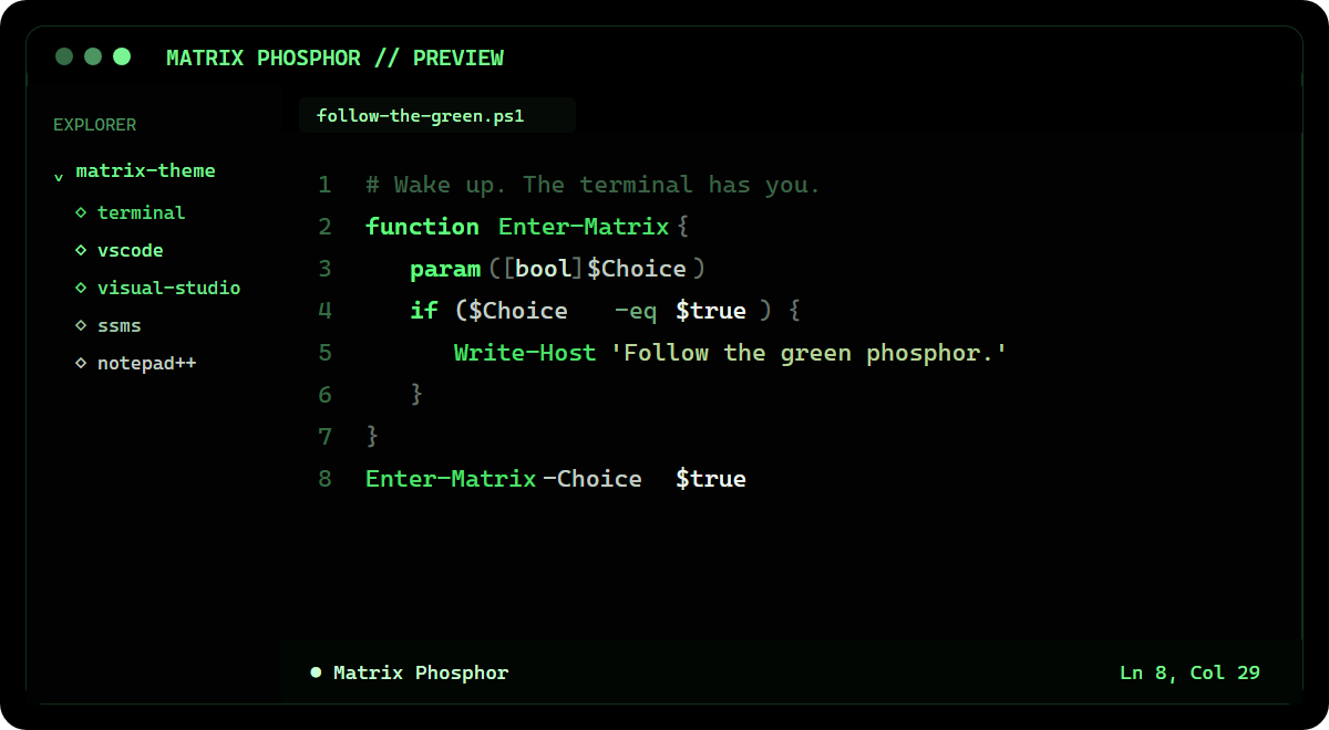 Matrix Phosphor theme preview