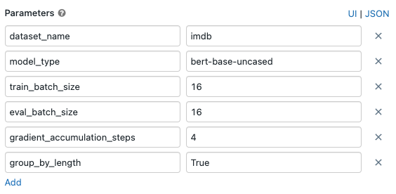 Setting job parameters