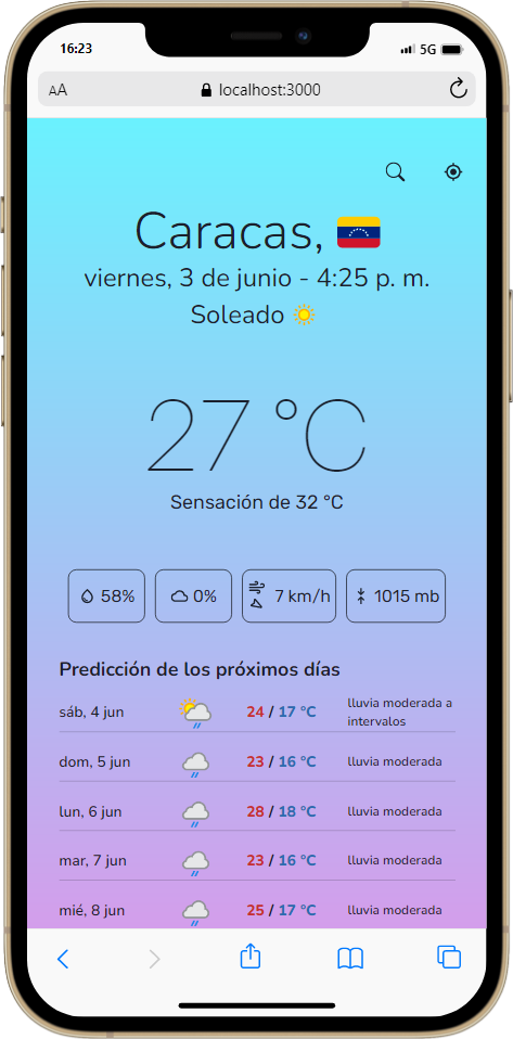 Preview of Climatic on an iPhone 12 PRO MAX