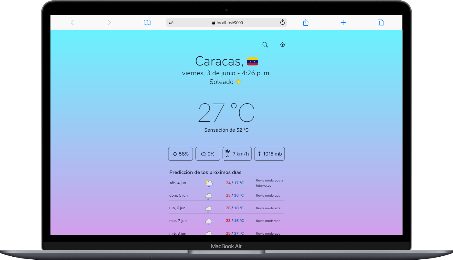 Preview of Climatic on a Mackbook Air
