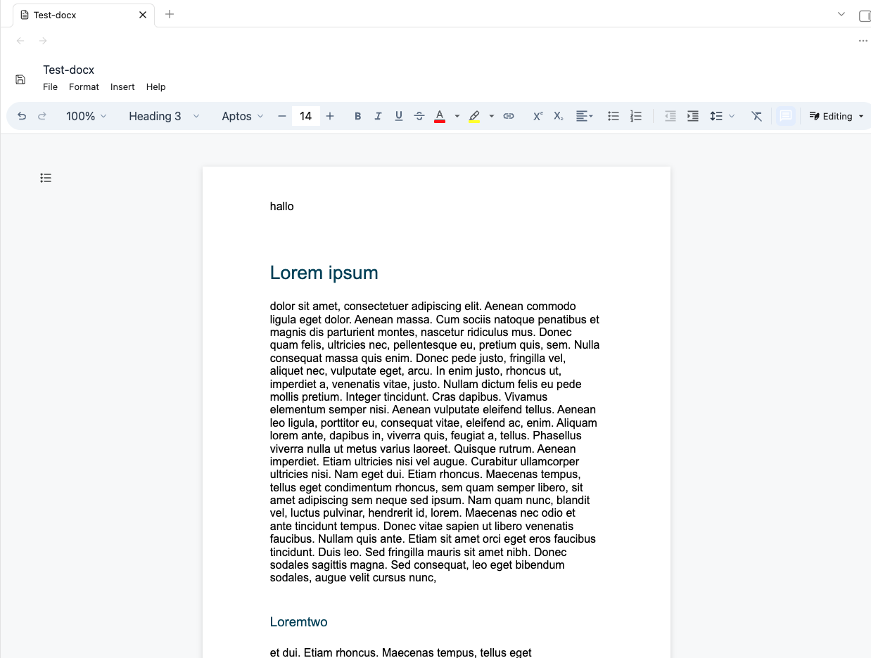 Native PowerPoint Doc Editor DOCX screen