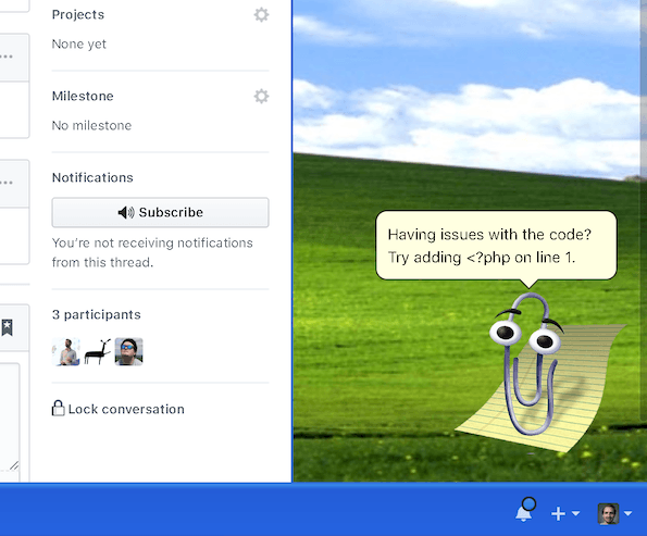 Screen recording showing clippy helping out