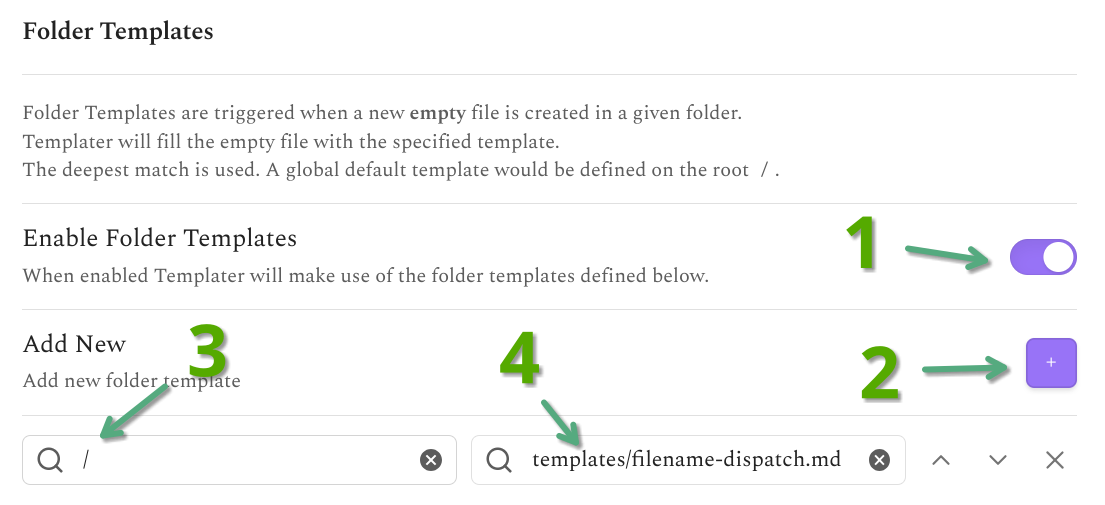 Instructions for templater folder template