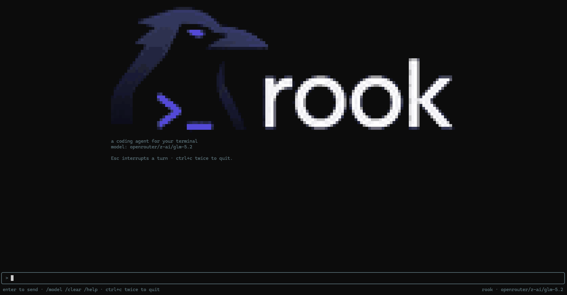 rook's welcome screen