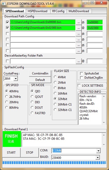 standard esp8266 firmware version