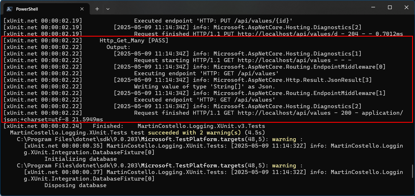 xunit Output in Windows Terminal with the .NET CLI Windows Terminal Output