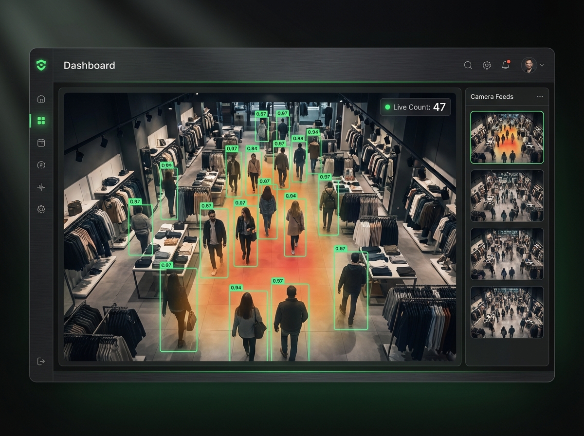 Live AI people counting dashboard