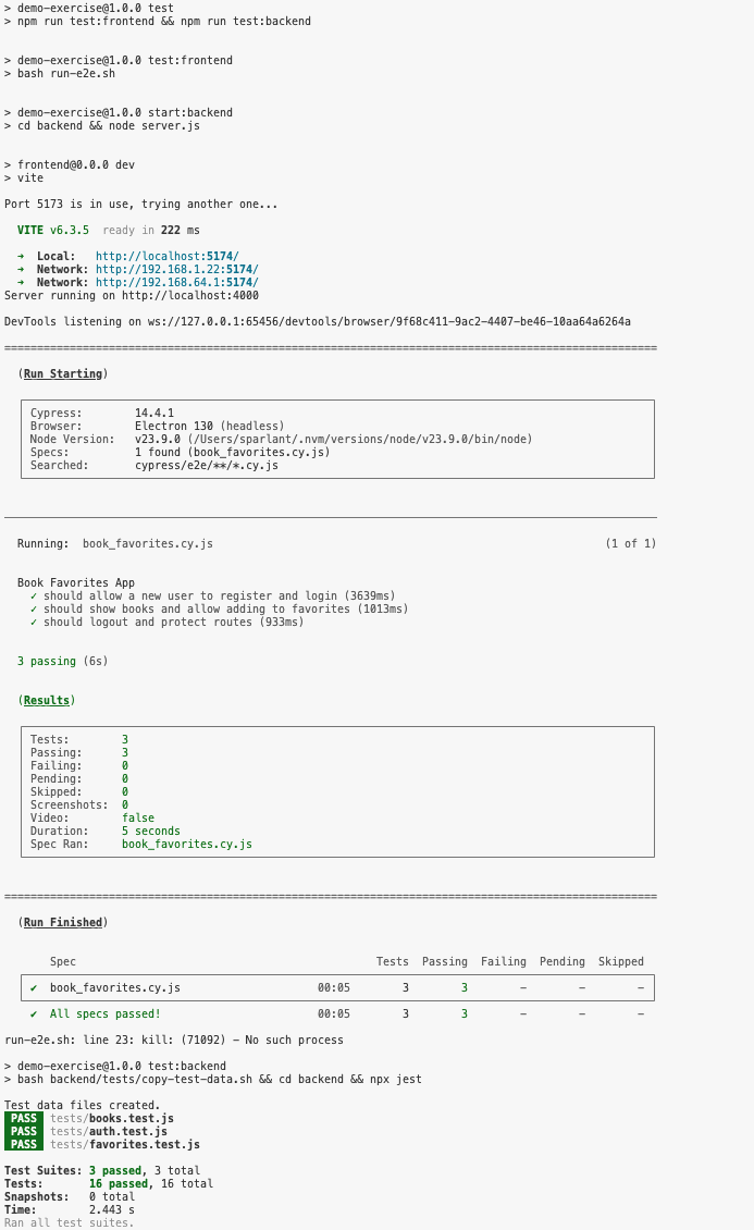 Tests execution logs example