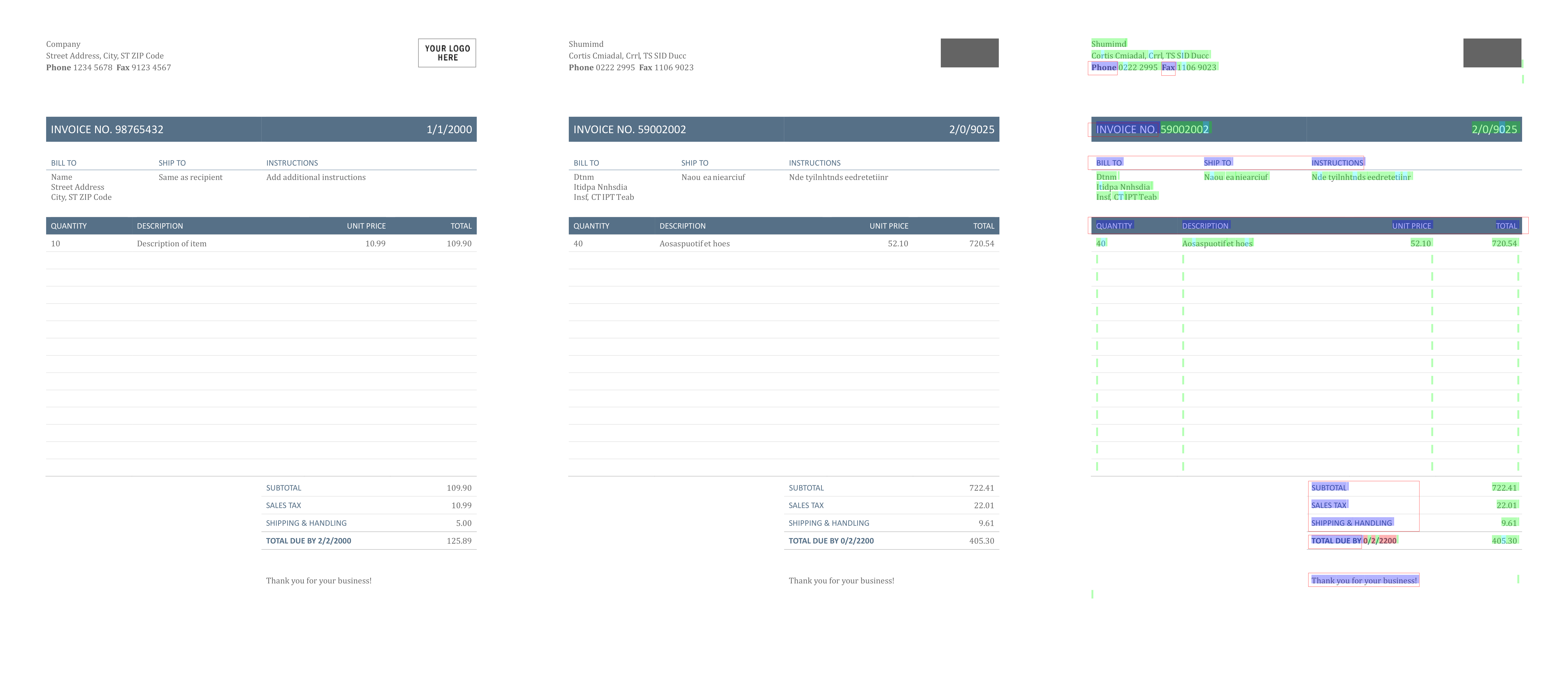 Example invoice anonymization