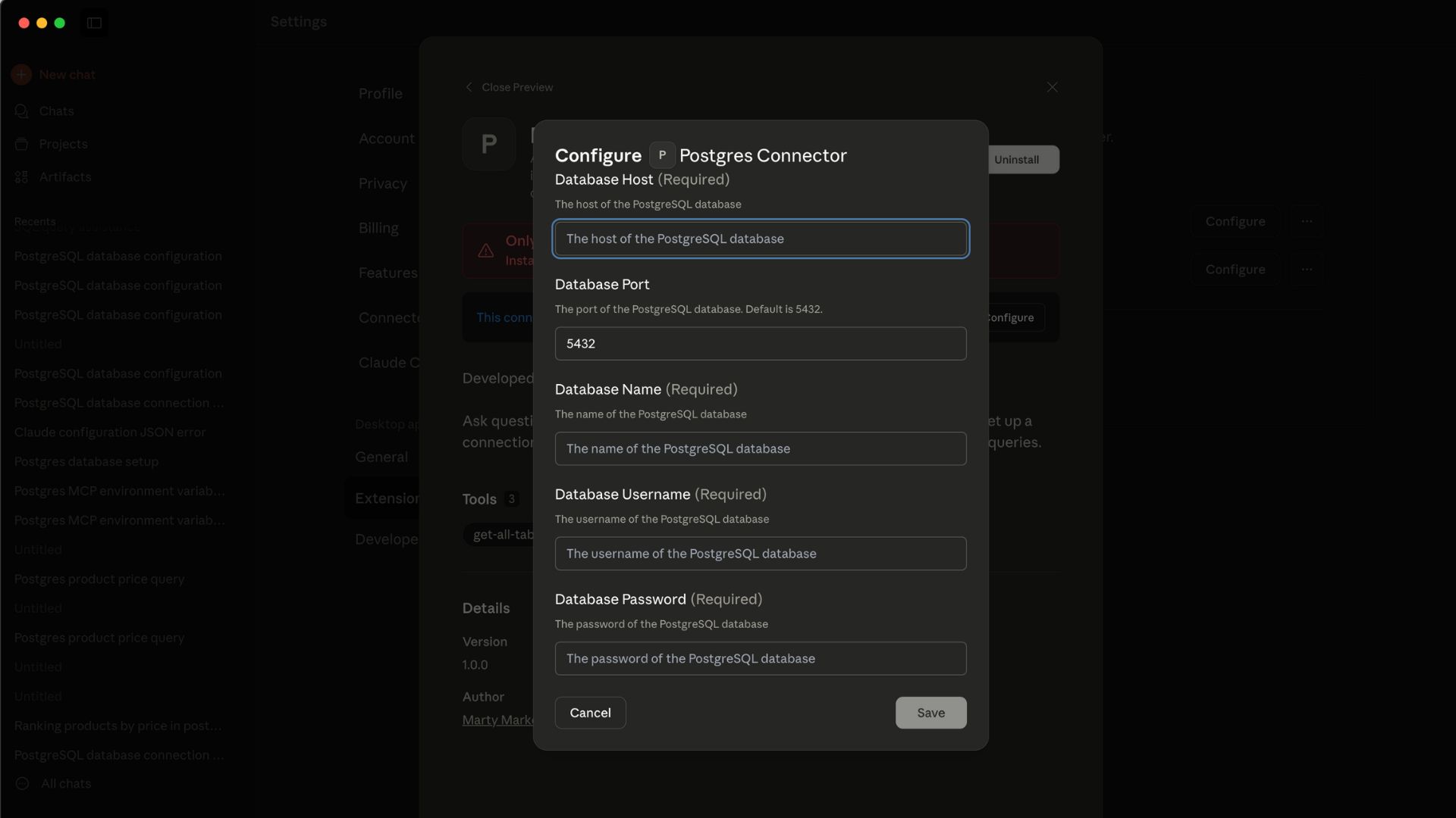 Configuration Screen