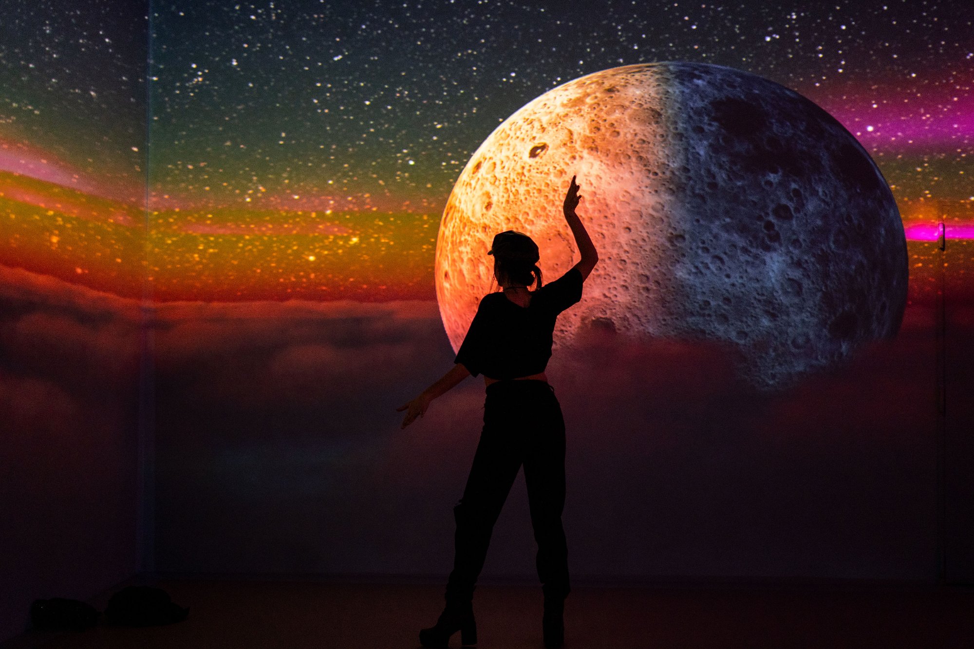 ecstatic dance session inside SABDA 360 immersive projection room Barcelona