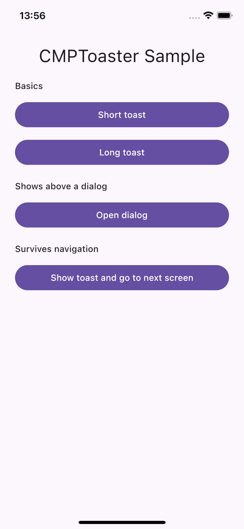 CMPToaster sample on iOS