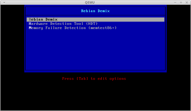 Rebian Demix bootloader in QEMU