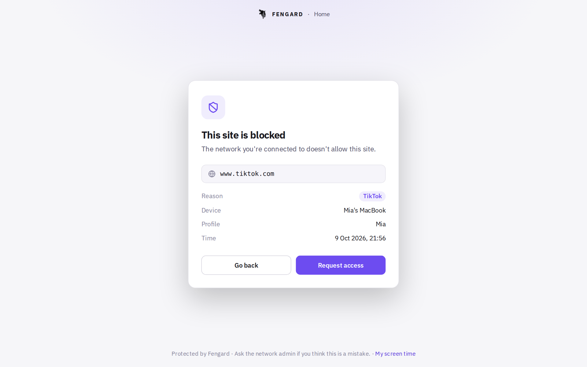 Block page on a laptop