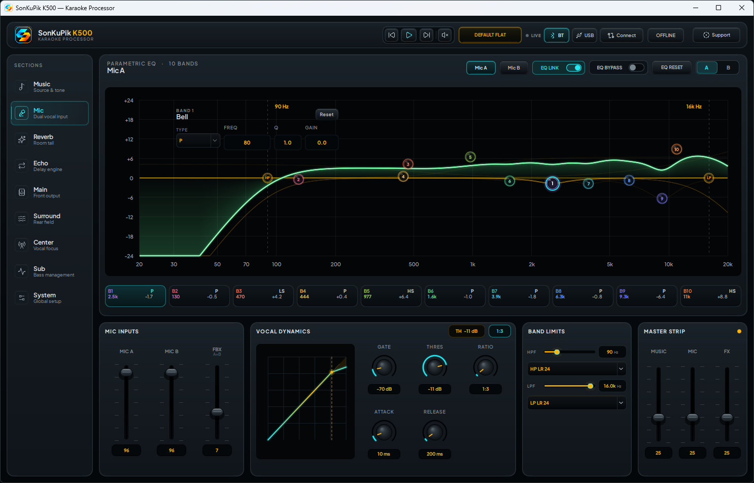 Microphone setting section