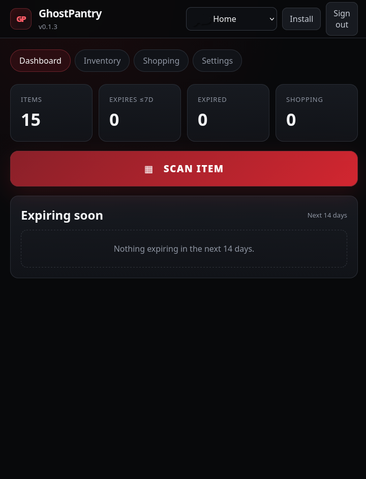 GhostPantry Dashboard