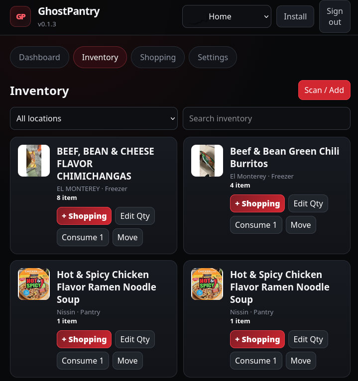 GhostPantry Inventory