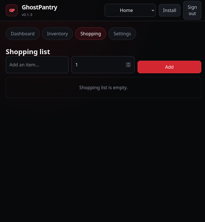 GhostPantry Shopping List