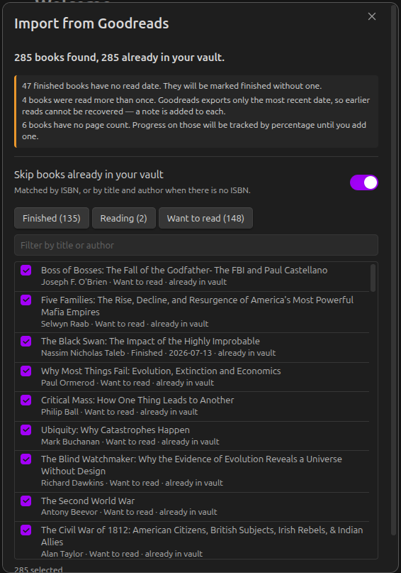 Importing from Goodreads