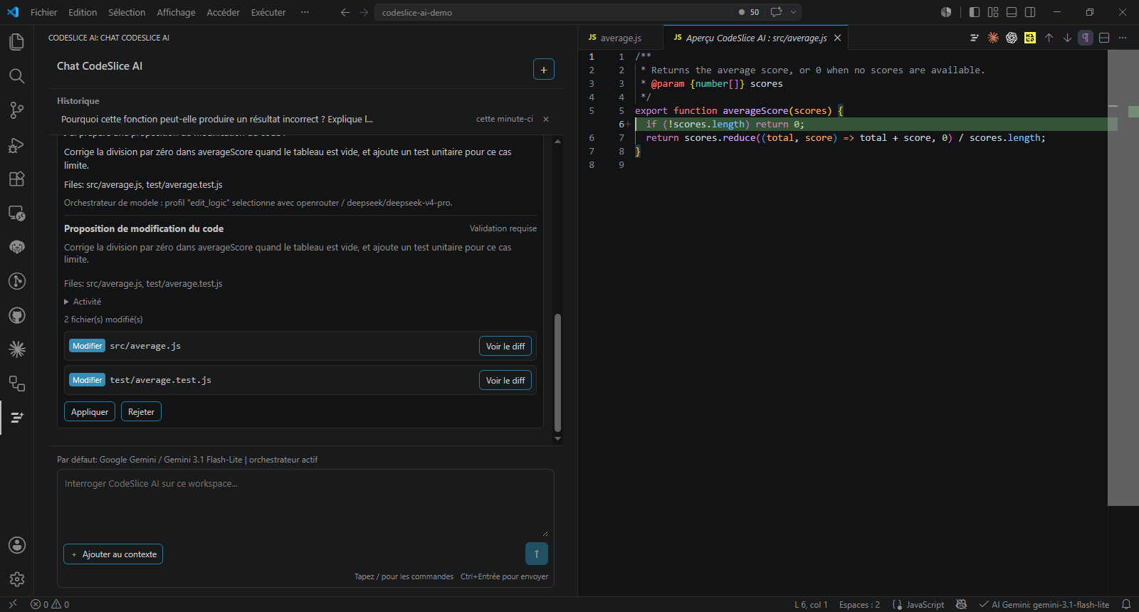 CodeSlice AI controlled edit preview