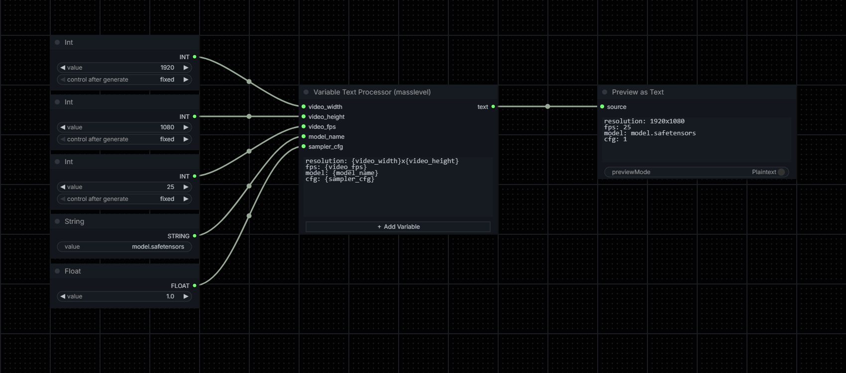 Variable Text Processor example workflow