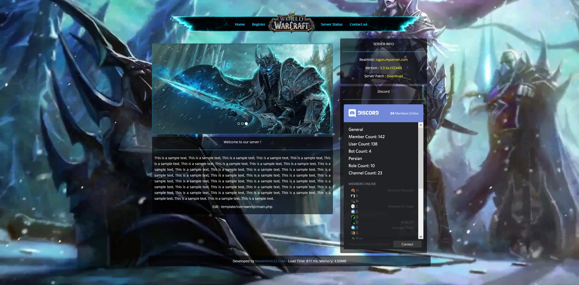 IceCrown Template Home Page Screenshot