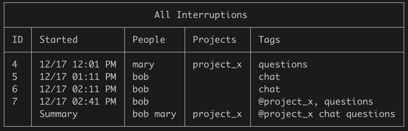 example log output