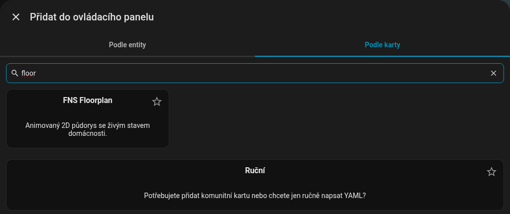 FNS Floorplan ve výběru karet