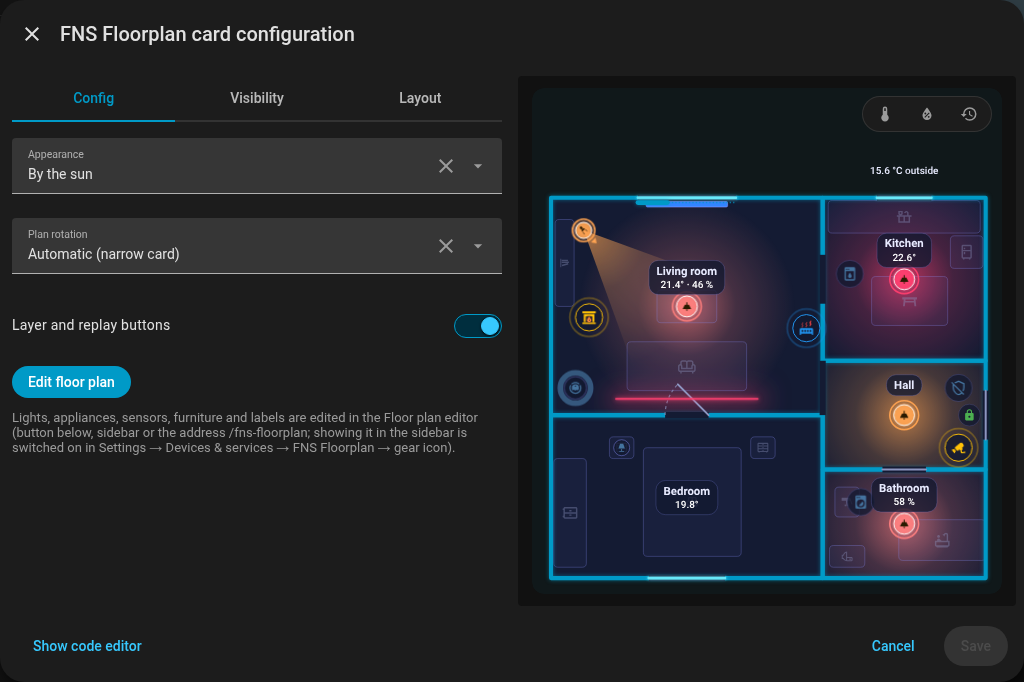 The card's visual editor