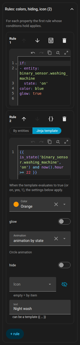 One rule opened as YAML in the rule's header