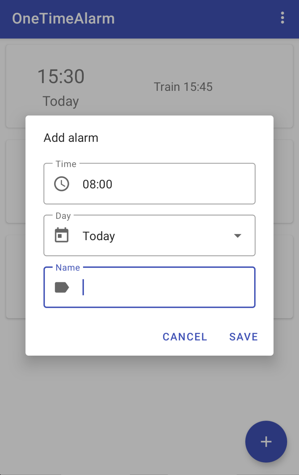 Add alarm screen