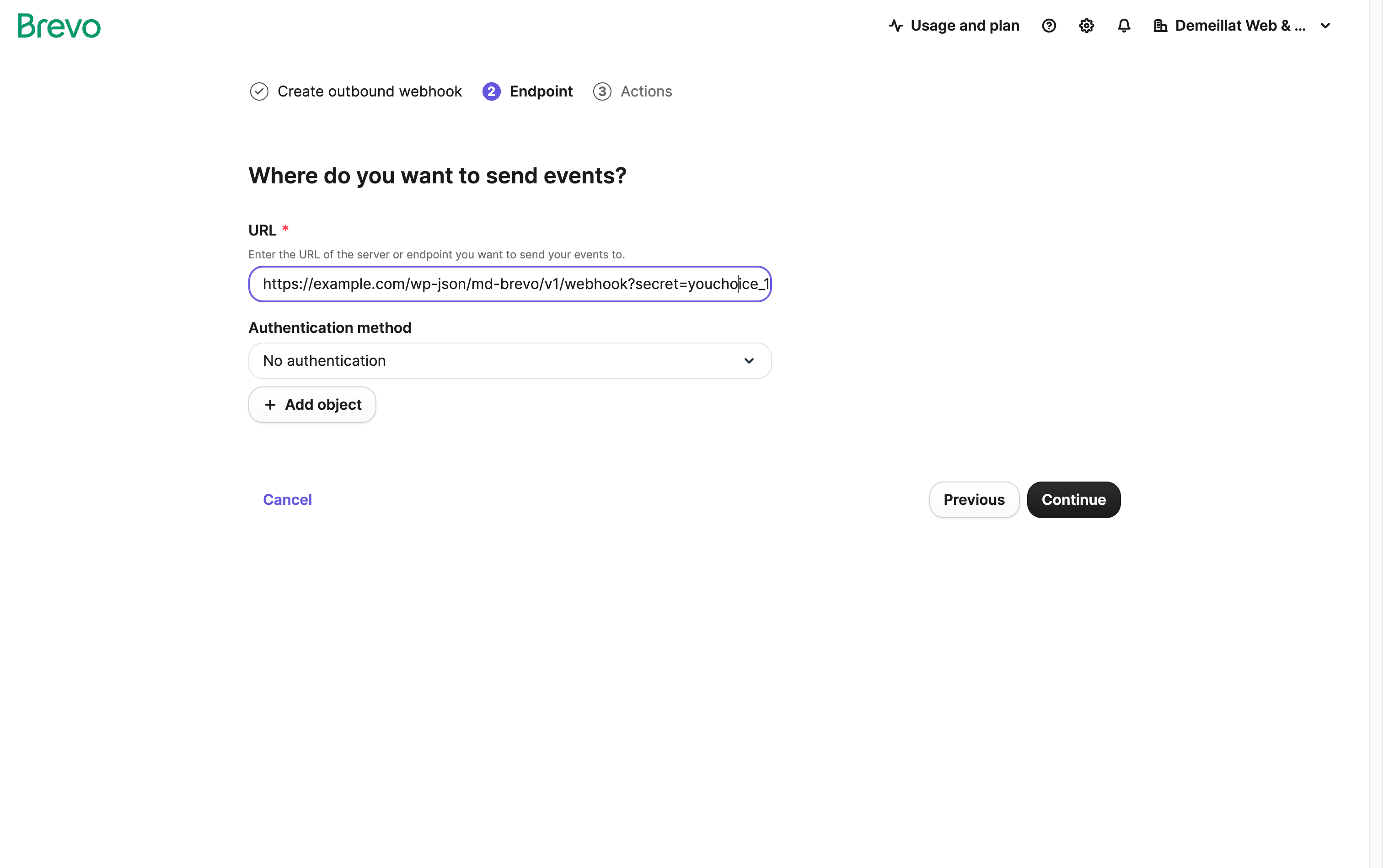 Outbound webhook type
